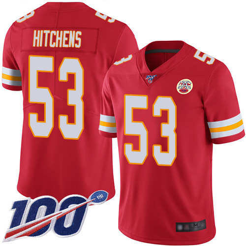 Men Kansas City Chiefs #53 Hitchens Anthony Red Team Color Vapor Untouchable Limited Player 100th Season Nike NFL Jersey->nfl t-shirts->Sports Accessory